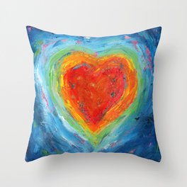 Rainbow Heart Healing Throw Pillow
