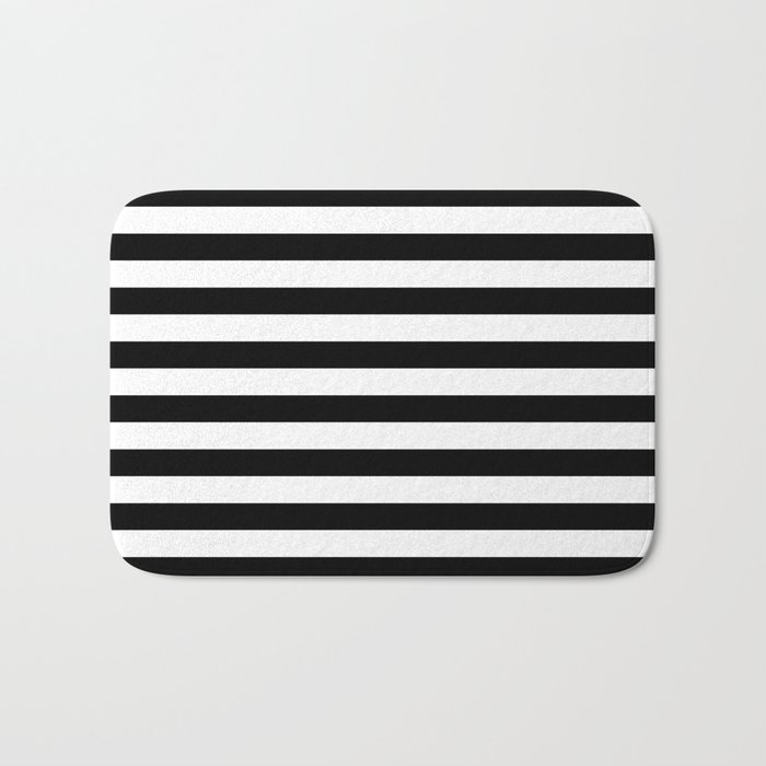 Horizontal Stripes (Black/White) Bath Mat