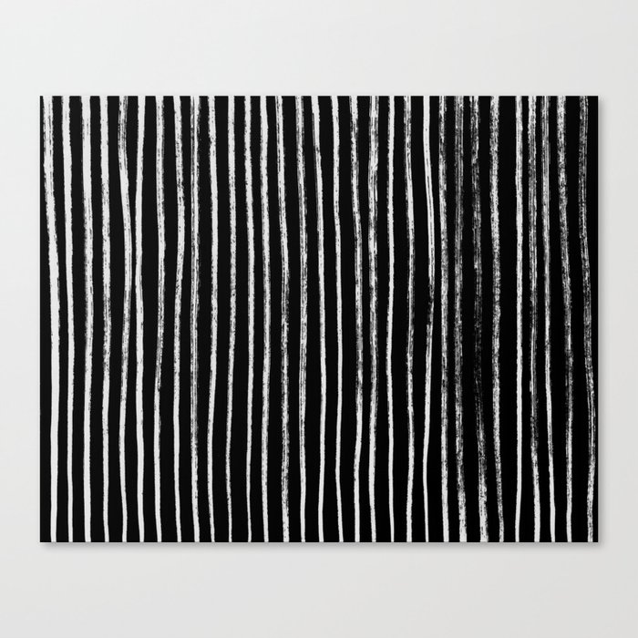 White Line Pattern on Black Canvas Print