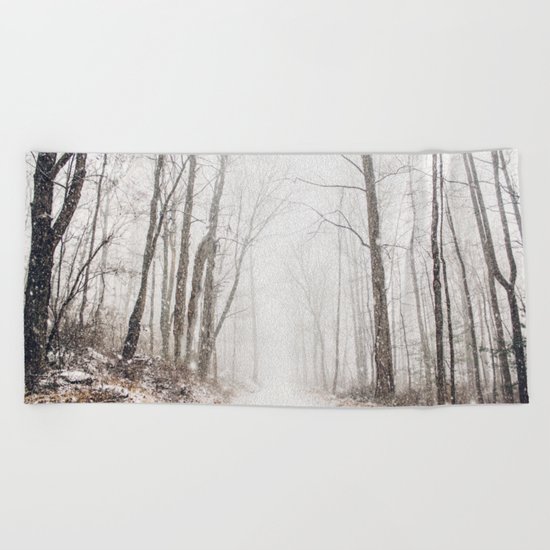Winter path #photography #society6 Beach Towel