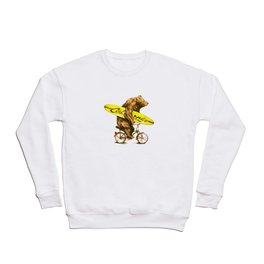 California bear with bicycle and surfboard for surfers Crewneck Sweatshirt
