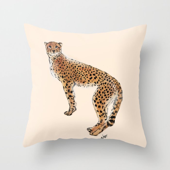 Cheetah Natural Jungle_ Neutrals, Ochres & black Beauty palette Throw Pillow
