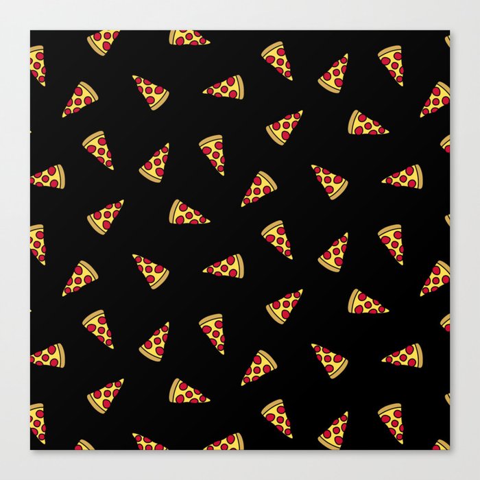 Pizza Slice Pattern (black) Canvas Print