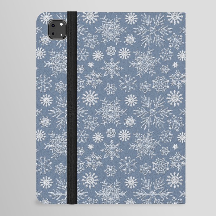 Merry Christmas- Abstract christmas snow star pattern on fresh gray iPad Folio Case