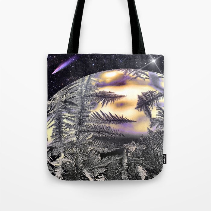 Planet Frost Macro Photography of Winter Fantasy Illustration Tote Bag