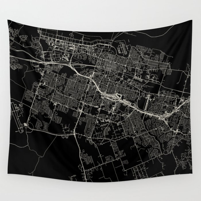 Killeen, Texas - black and white city map Wall Tapestry