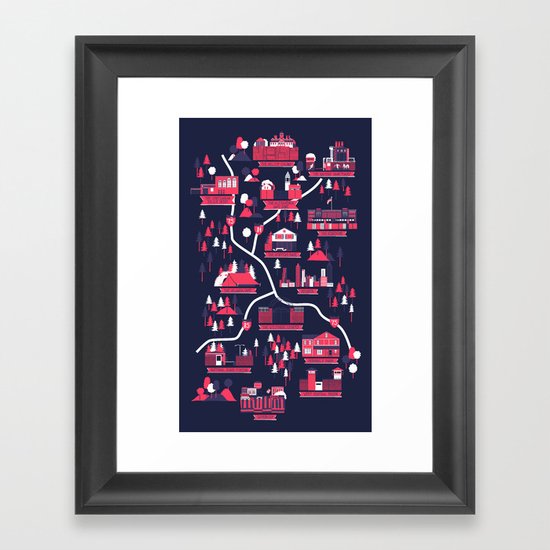 The Survivors Map (dark edition) Framed Art Print