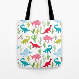 Dinosaurs and Cacti Tote Bag