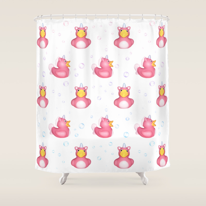 Unicorn Rubber Ducky Shower Curtain By Aliwithaneye Society6