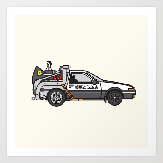 Initial D Lorean Art Print By Eugene To, Initial D Shower Curtain
