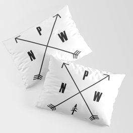 PNW Pacific Northwest Compass - Black and White Forest Pillow Sham