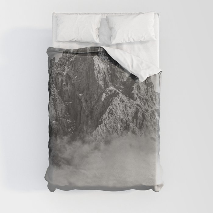 Dolomites Black and White Duvet Cover