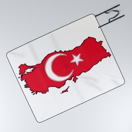 Turkey Map with Turkish Flag Picnic Blanket