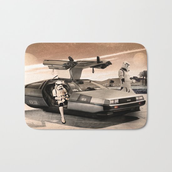 2 Stormtrooopers in a Hover DeLorean Bath Mat