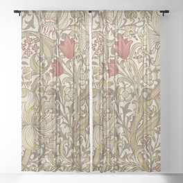 William Morris Vintage Golden Lily Biscuit Brick  Sheer Curtain