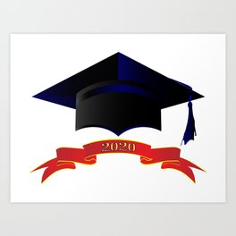 Cap Class Of 2020 Art Print | Clothing, Red, University, Ma, Academia, Mortarboard, Black, Phd, Cap, Academic 