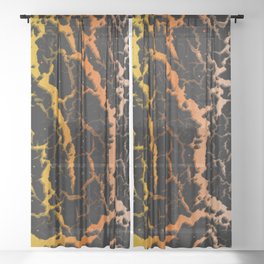 Cracked Space Lava - Yellow/Orange/White Sheer Curtain