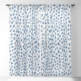 Handmade Polka Dot Paint Brush Pattern (Pantone Classic Blue and White) Sheer Curtain