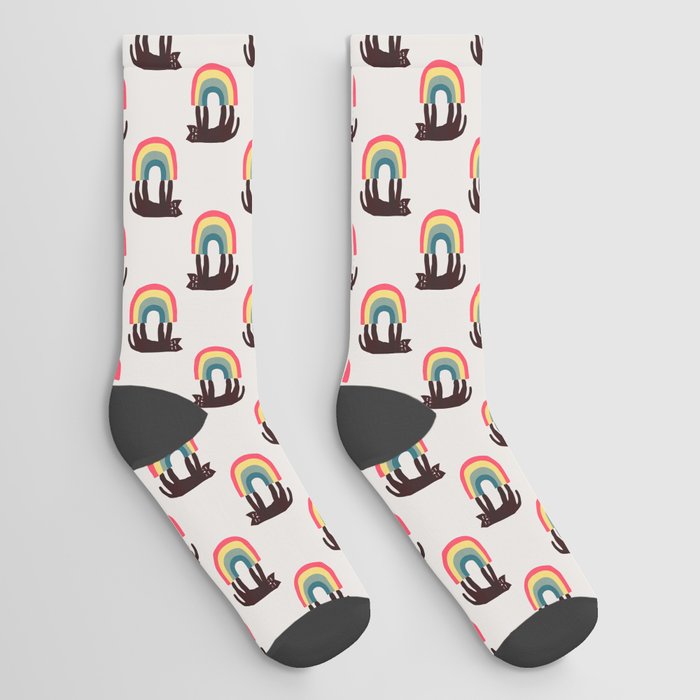 Cat with rainbow Socks