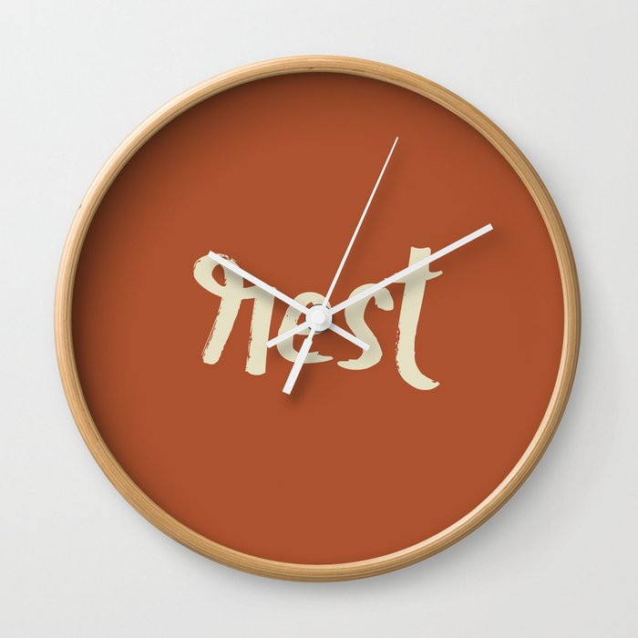 Rest Terracotta Typography Wall Clock