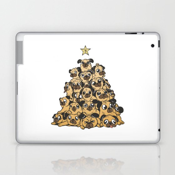 Pug Dogs Christmas Tree Laptop & iPad Skin