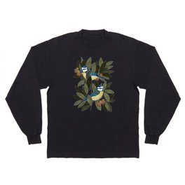 Blue tit and strawberry tree Long Sleeve T-shirt