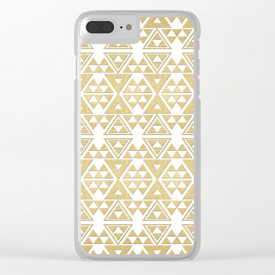 White and Gold Geometric Pattern 2 Clear iPhone Case
