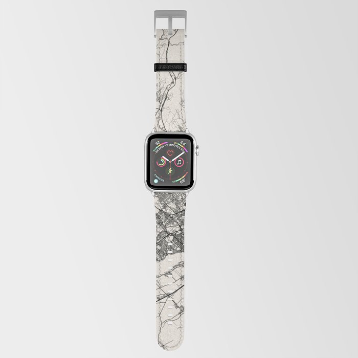 Quebec, Canada Map - Black and White Artistic  Apple Watch Band