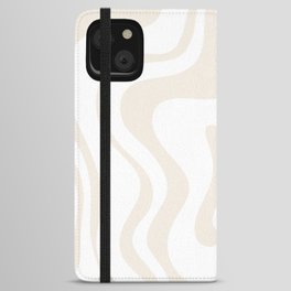 Liquid Swirl Abstract Pattern in Pale Beige and White iPhone Wallet Case