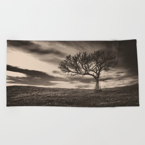 Lonely tree Beach Towel