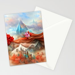 whimsical watercolor mountain Stationery Card