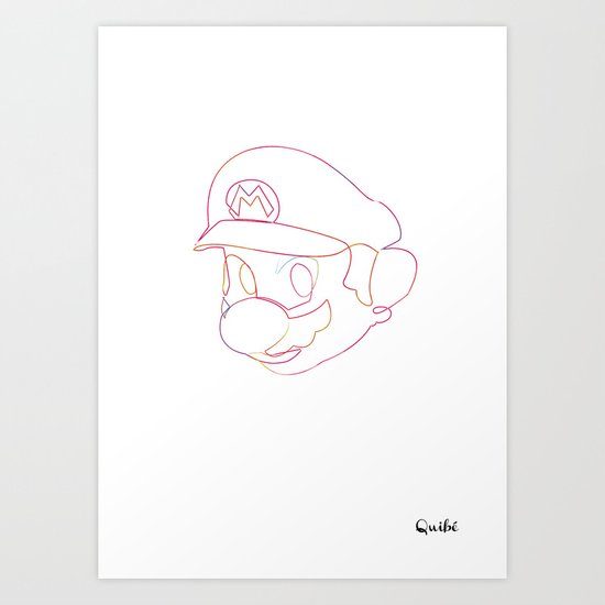 One line Supermario Art Print