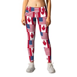 Mix of flag : Usa and Canada Leggings