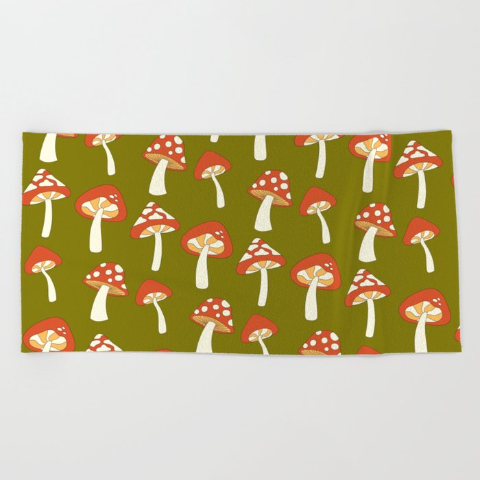 70s mushrooms Beach Towel