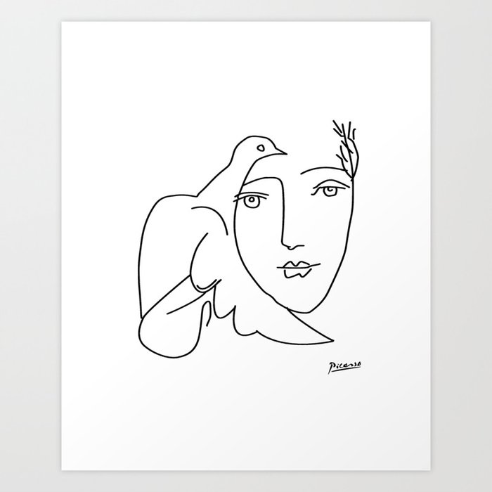 Picasso - Dove and Girl Art Print