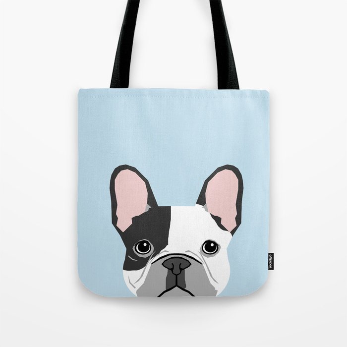 french bulldog art portrait - aqua light blue cute dog design Tote Bag