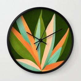 Colorful Agave Painted Cactus Illustration Wall Clock