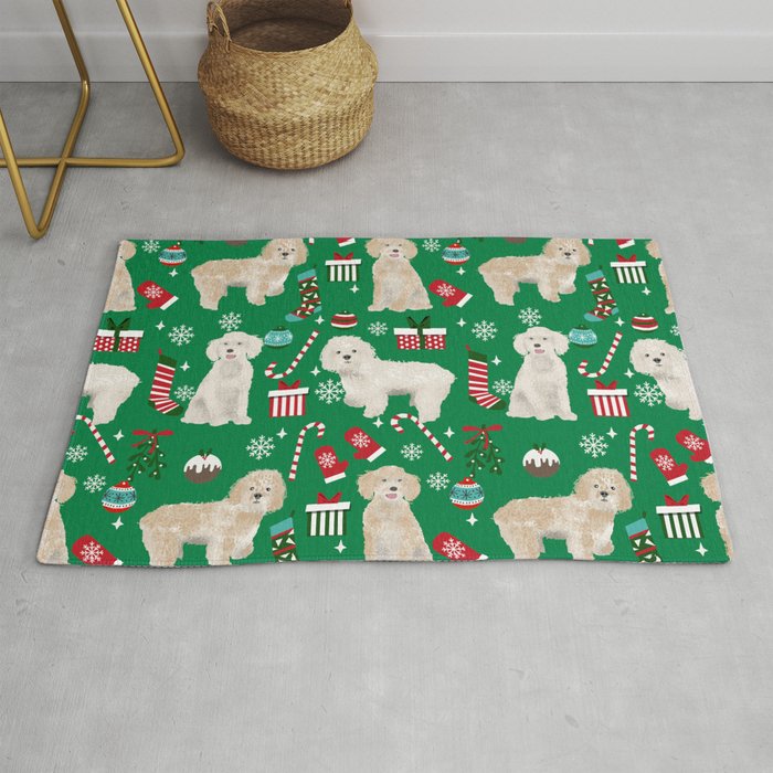 Cockapoo dog breed christmas holiday pet portrait pattern gifts Rug