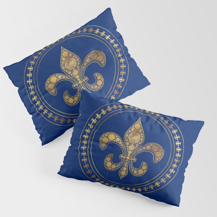 Fleur-de-lis - Gold and Royal Blue Pillow Sham