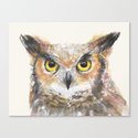 Owl Watercolor Great Horned Owl Painting Leinwanddruck
