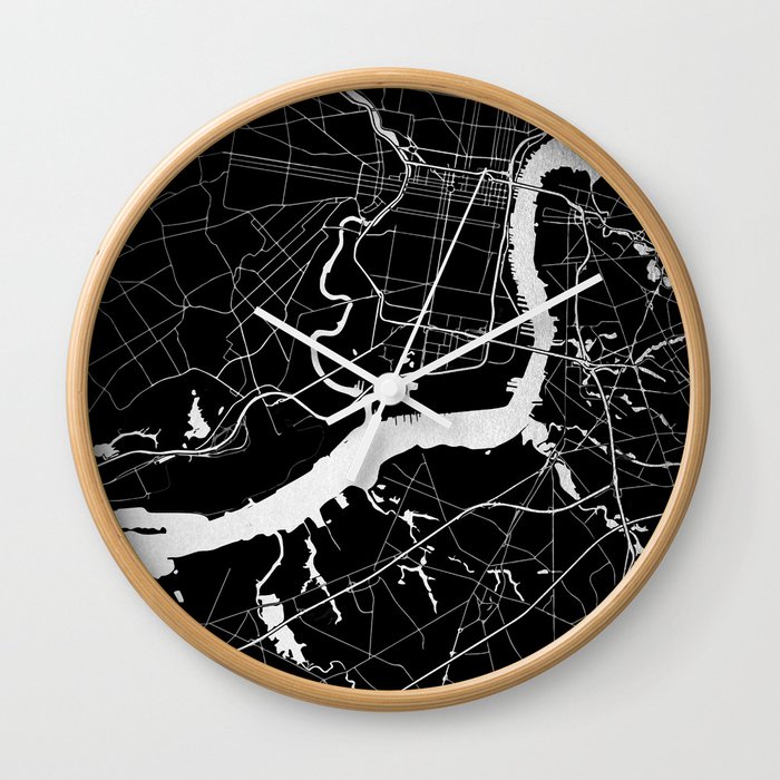 Philadelphia - Black and Silver Wall Clock