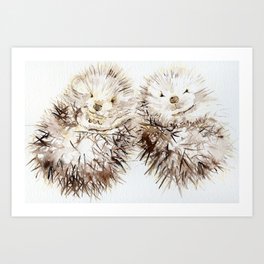 Hedgehog Cuddles Art Print