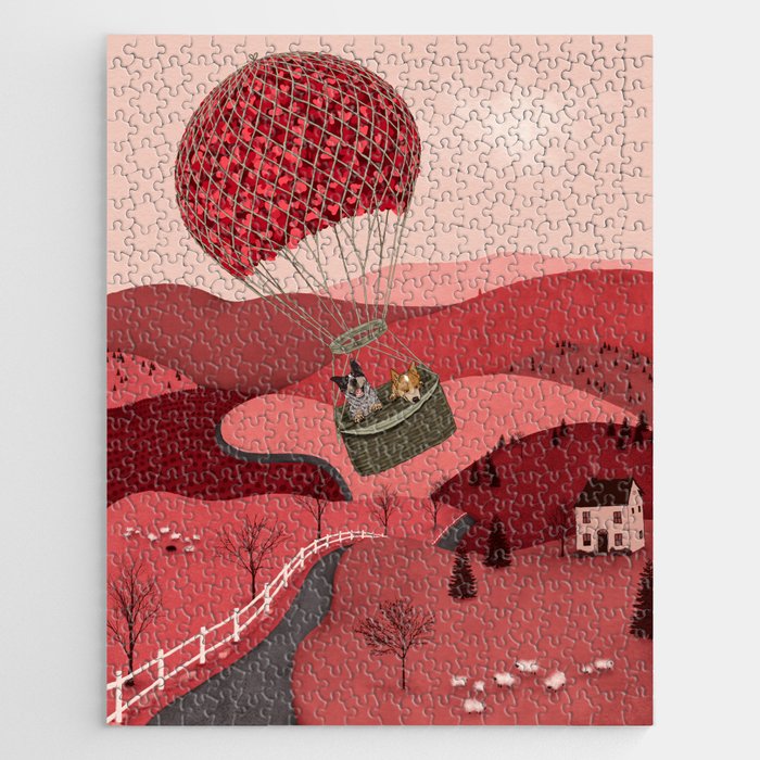 Hearts Air Balloon (Artwork by AK) Jigsaw Puzzle