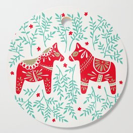 Swedish Dala Horses – Red & Mint Palette Cutting Board