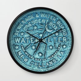 New Orleans Water Meter Louisiana Crescent City NOLA Water Board Metalwork Blue Green Wall Clock