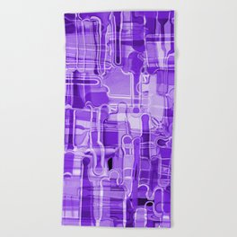 Modern Abstract Digital Paint Strokes in Grape Purple Beach Towel
