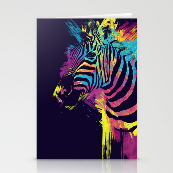 Zebra Splatters Colorful Animals Stationery Cards