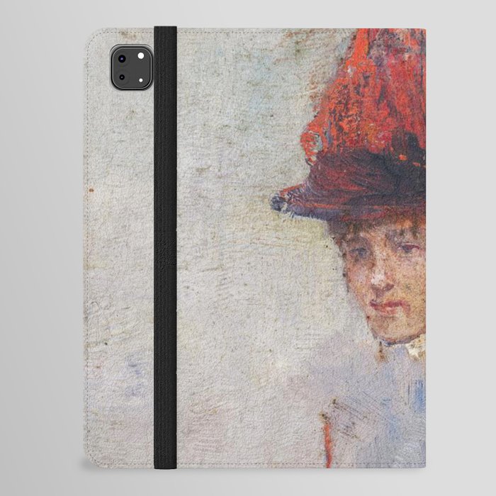 Woman in a red hat  Charles Conder iPad Folio Case