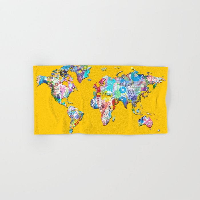world map music art 1 Hand & Bath Towel