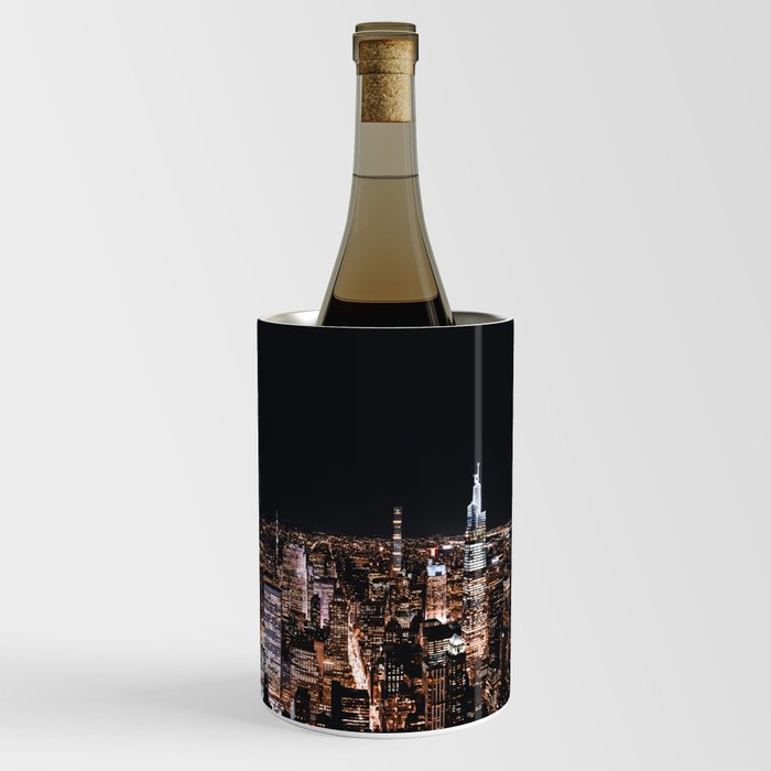 New York City Skyline at Night | Panoramic Photography Wine Chiller